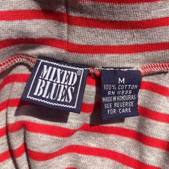 MIXED BLUES STRIPED TURTLENECK LONG SLEEVE VINTAGE MEDIUM - Picture 7 of 7